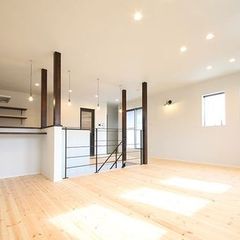 家族団らんスペースと対面キッチン