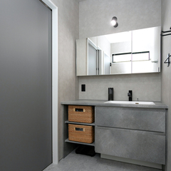 グレーのホテルライクな洗面台