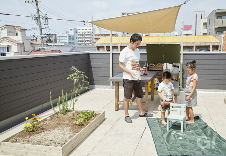 自分の趣味や家族との時間が作れる屋上庭園の写真