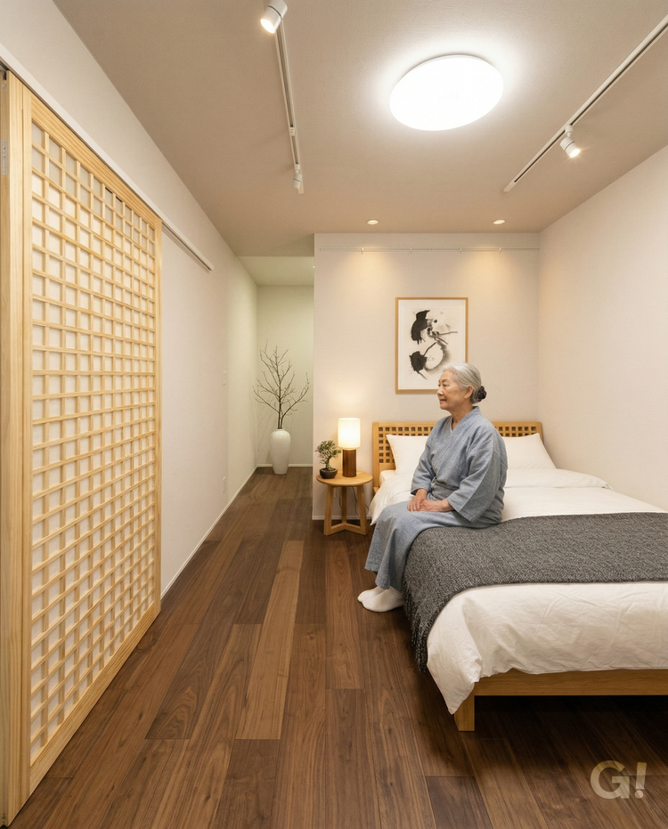 家族の距離がちょうどいい二世帯住宅　親世帯寝室