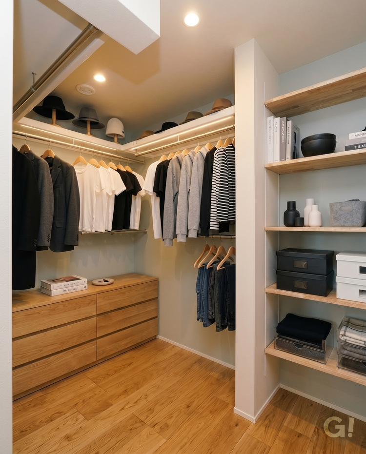 見せるも隠すも叶えるファミリークローゼット(ウォークインクローゼット)｜市川市