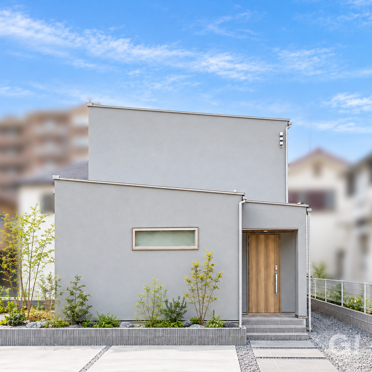 建売なのに、外壁は左官仕上げ。デザインに妥協しない新築分譲住宅。