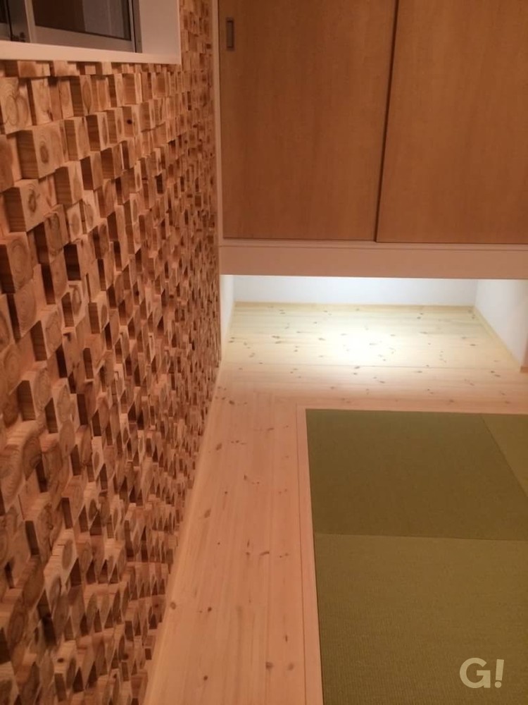 『アウトドアで疲れた身体を癒してくれる木の質感あふれるナチュラルな和室』の写真