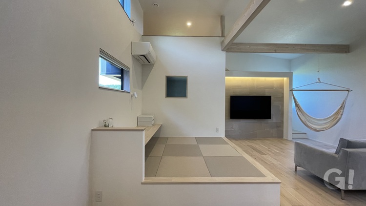 多目的に活躍してくれる癒したっぷりシンプルモダンな小上がり畳スペース