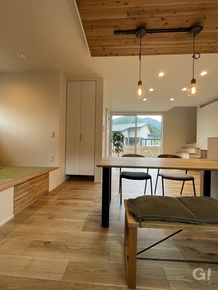 コミュニケーションを最優先できるシンプルモダンなLDK＆小上がり畳