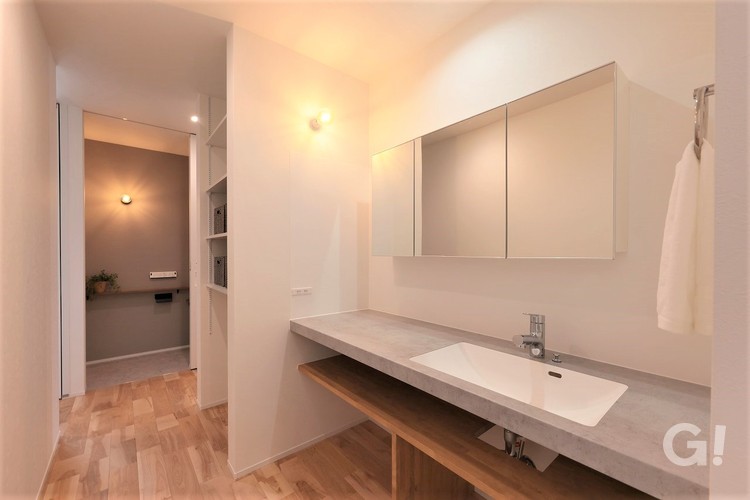 フレンチスタイルの広い洗面カウンターのある洗面所の写真2