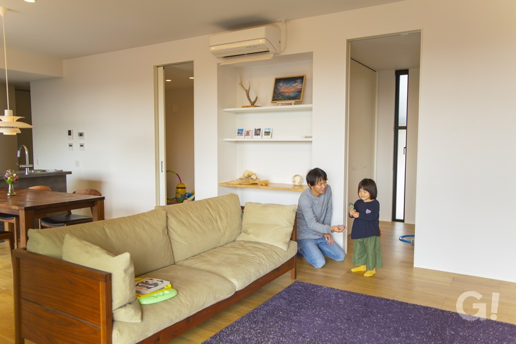 平屋が好き！のびのび楽しく子育てができる美しい規格住宅のリビング