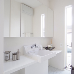 美しい規格住宅の洗練されたシンプルな洗面所