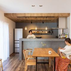 注文住宅のオシャレなカフェのような雰囲気が素敵なキッチンダイニング