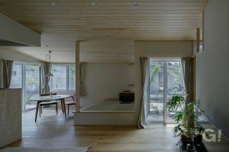 落ち着きのある平屋の空間