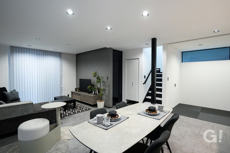 モノトーン調の約23帖のLDK