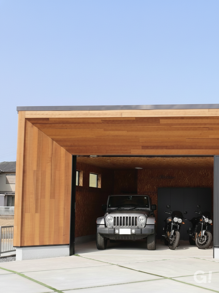 素材の表情を楽しむガレージの写真