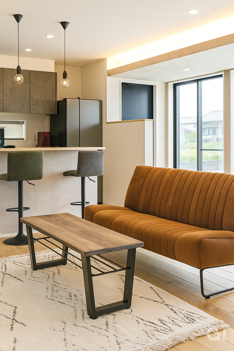 家族を近くに感じる、玄関一体型リビング